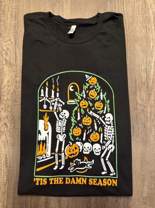 TIS THE DAMN SEASON HALLOWEEN T-SHIRT, MEDIUM