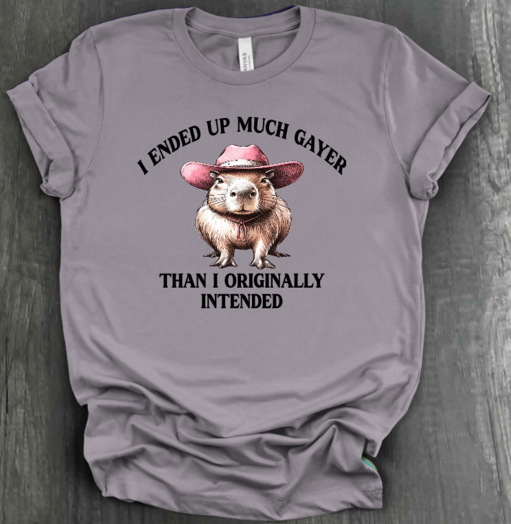 I ENDED UP A LOT GAYER THAN ORIGINALLY INTENDED SHIRT