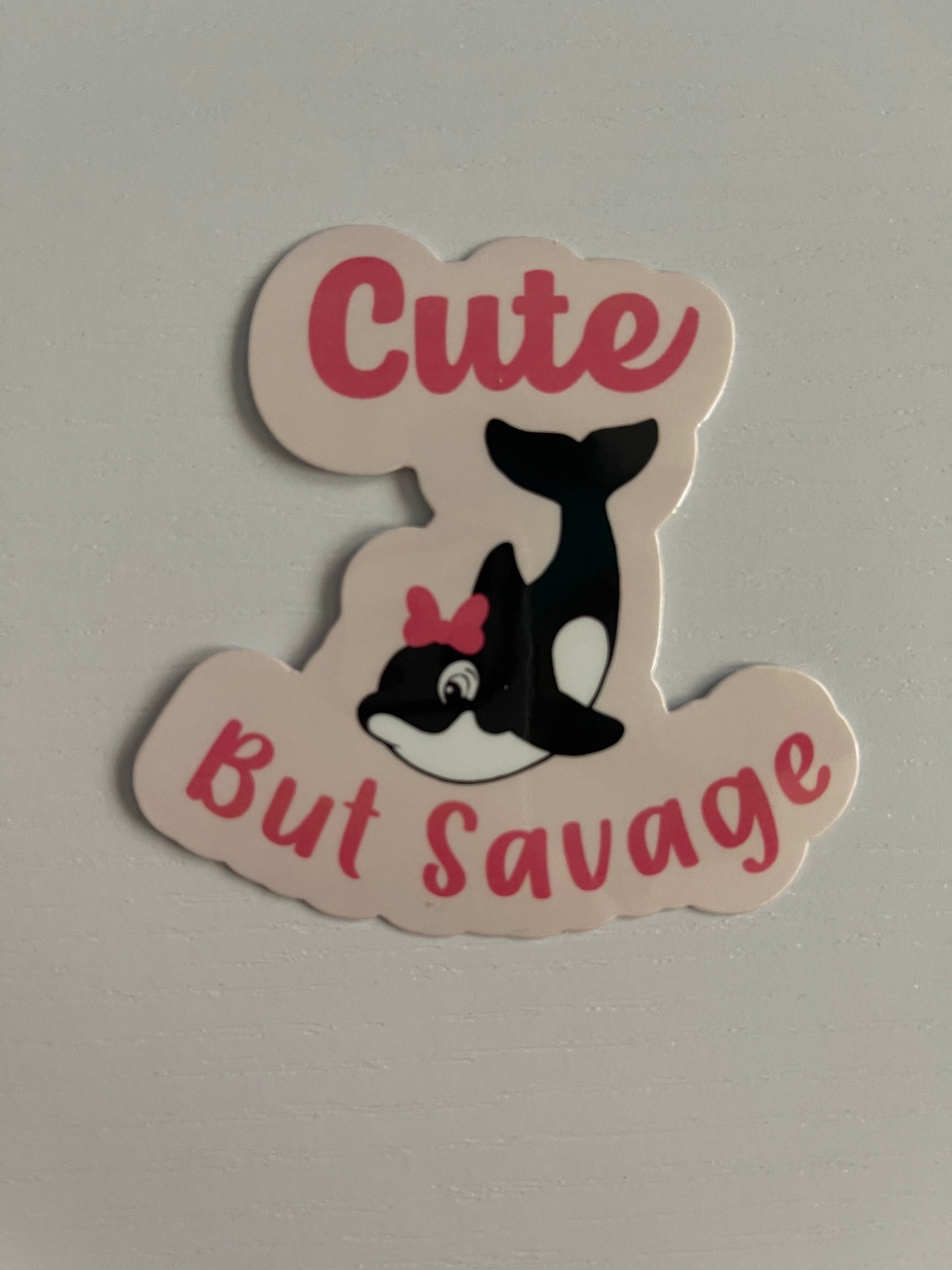 Cute But Savage White Gladis Orca Sticker
