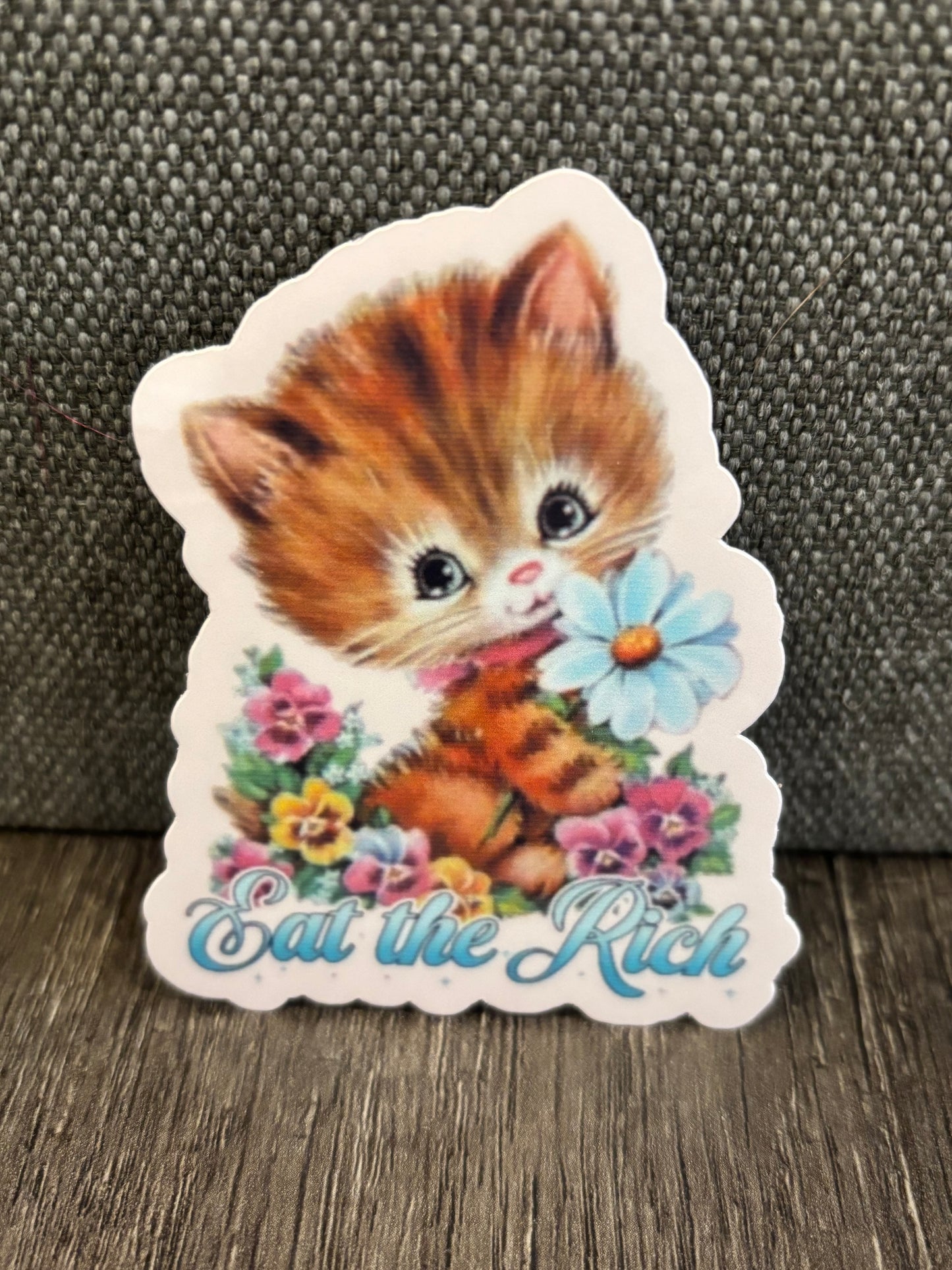 EAT THE RICH CAT STICKER