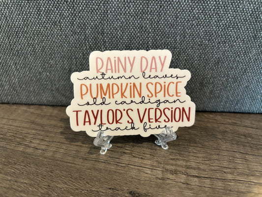 RAINY DAYS TRACK FIVE STICKER