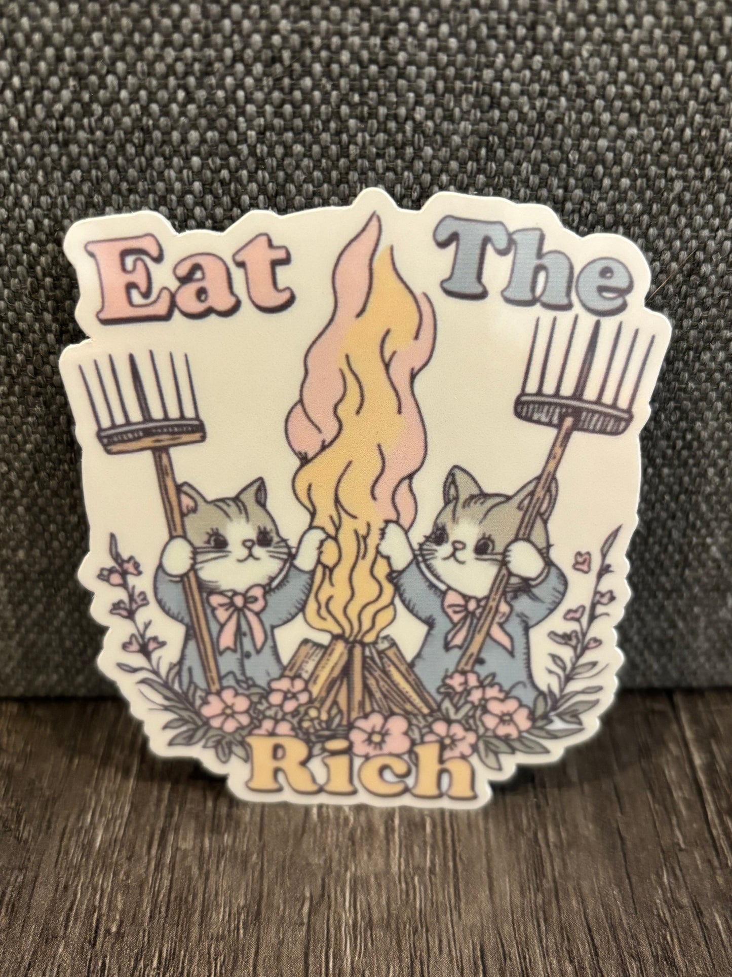 EAT THE RICH KITTENS STICKER