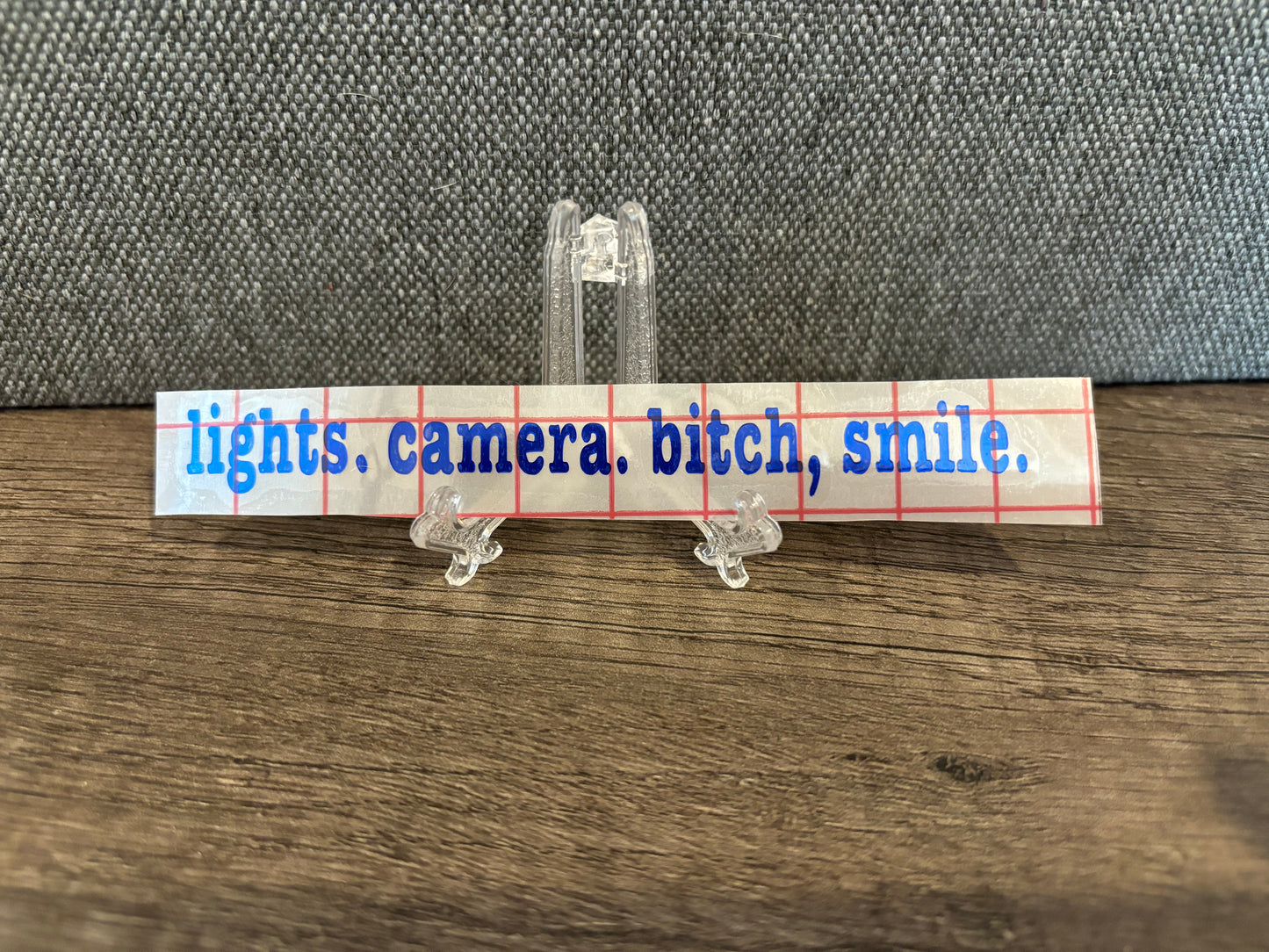 LIGHTS, CAMERA, BITCH, SMILE REAR VIEW MIRROR DECAL