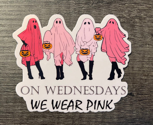 On Wednesdays We Wear Pink Halloween Sticker