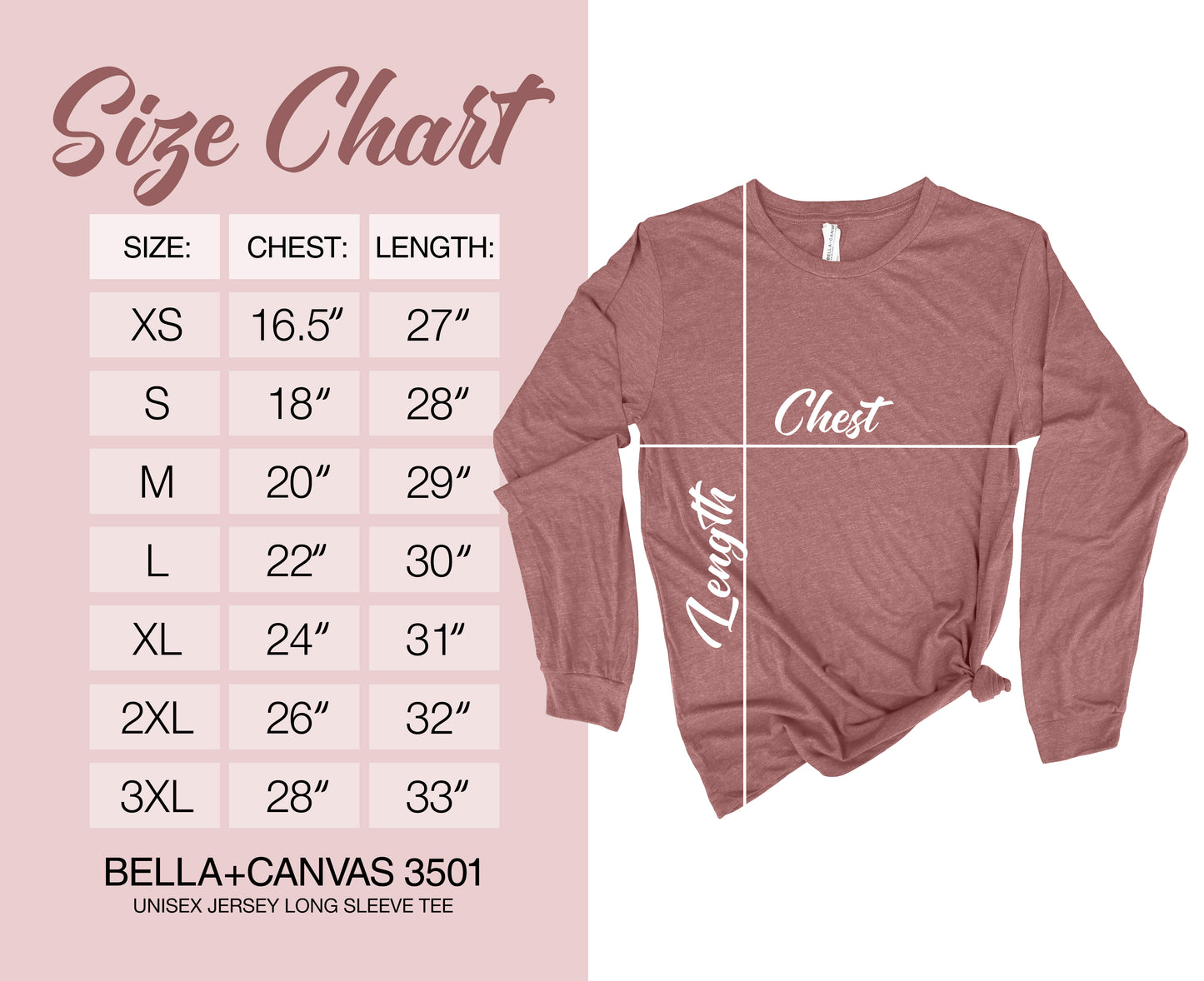 SIZE AND COLOR CHARTS