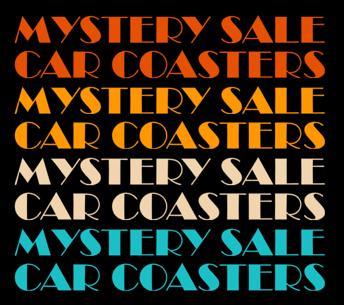 MYSTERY CAR COASTERS