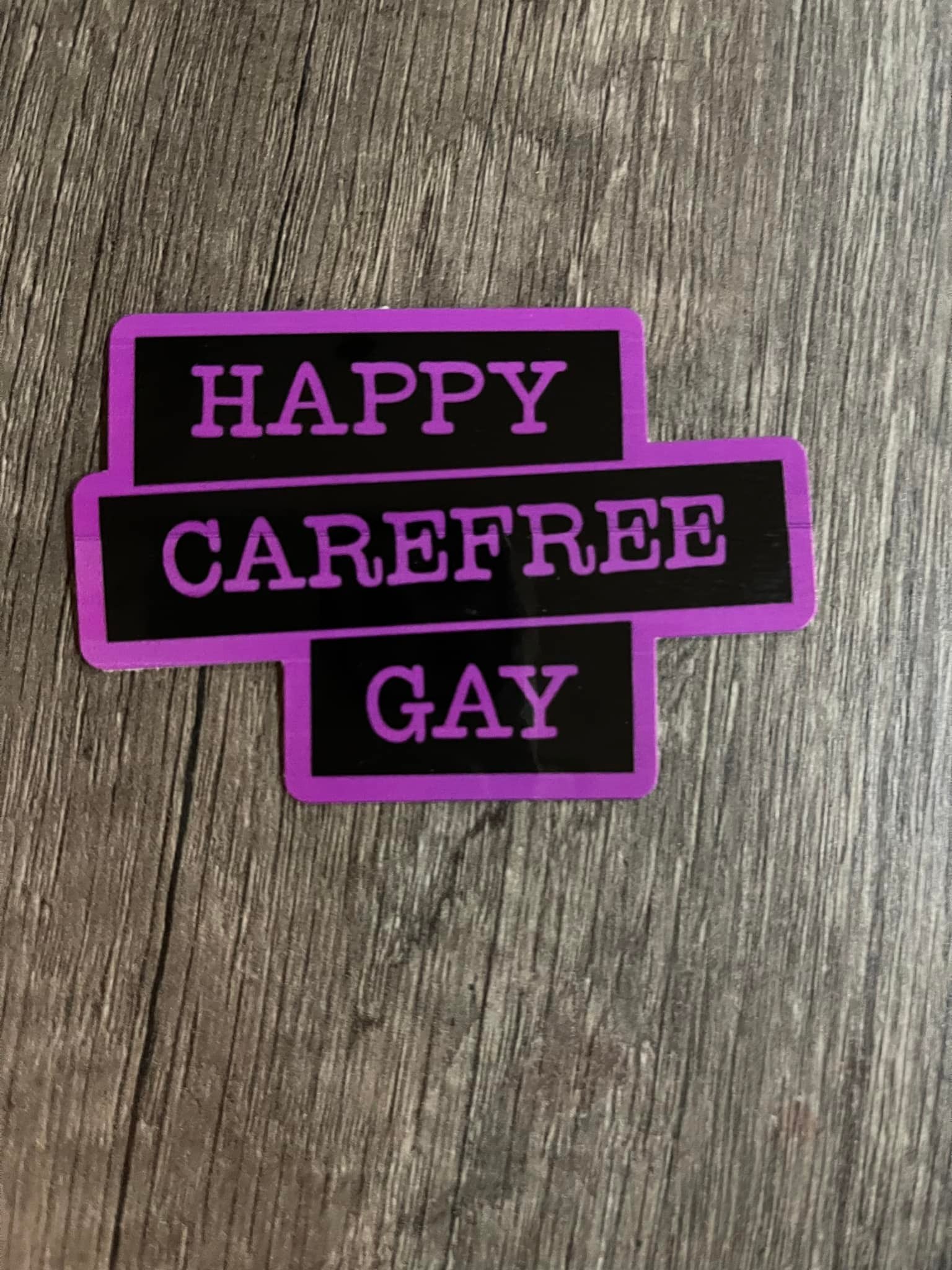 Happy Carefree Gay Sticker - FrankieDeLeonDesigns