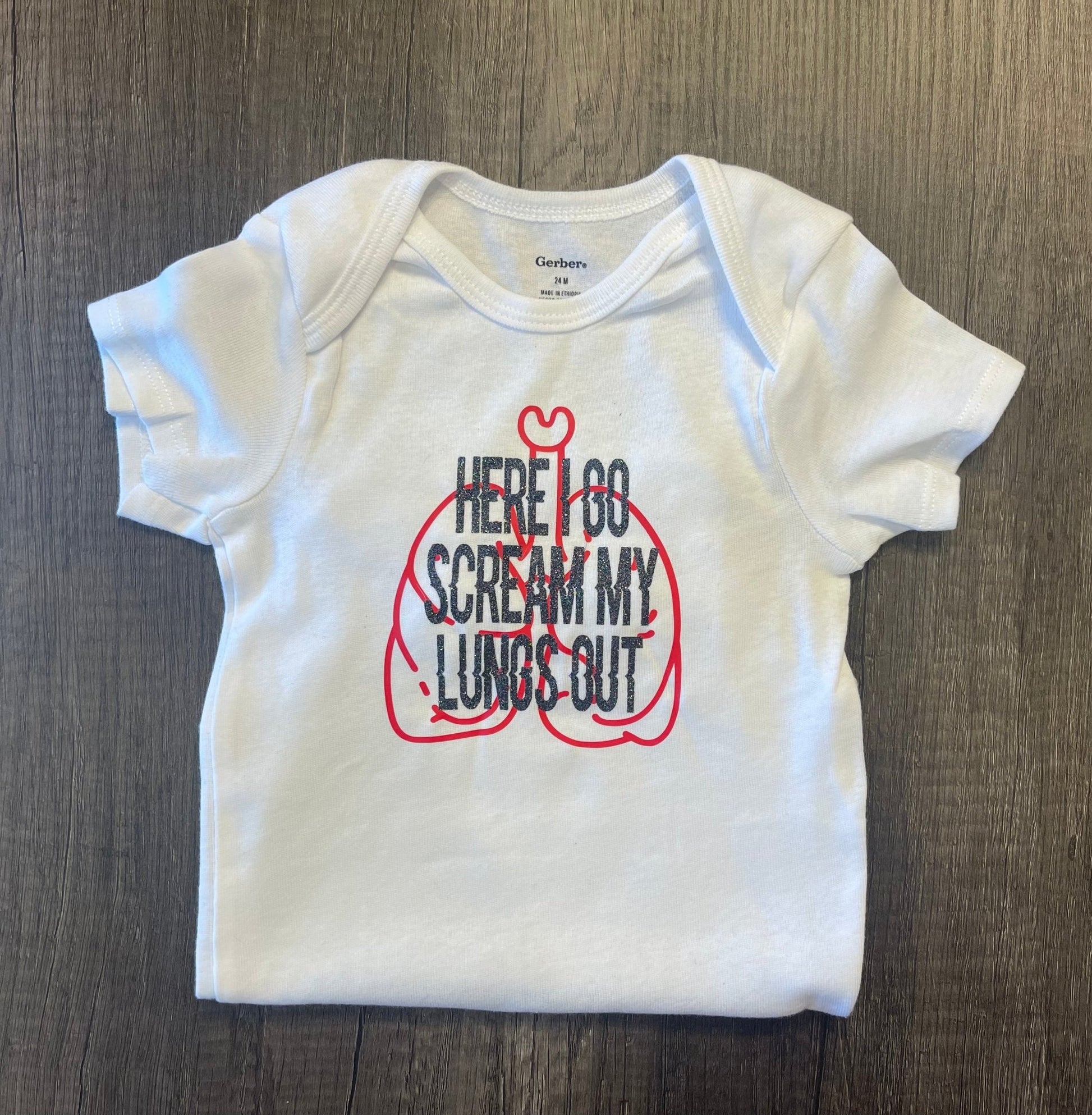 Here I Go, Scream My Lungs Out Baby Bodysuit - FrankieDeLeonDesigns