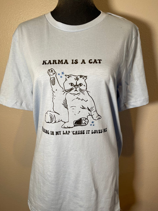 KARMA IS A CAT SHIRT - FrankieDeLeonDesigns