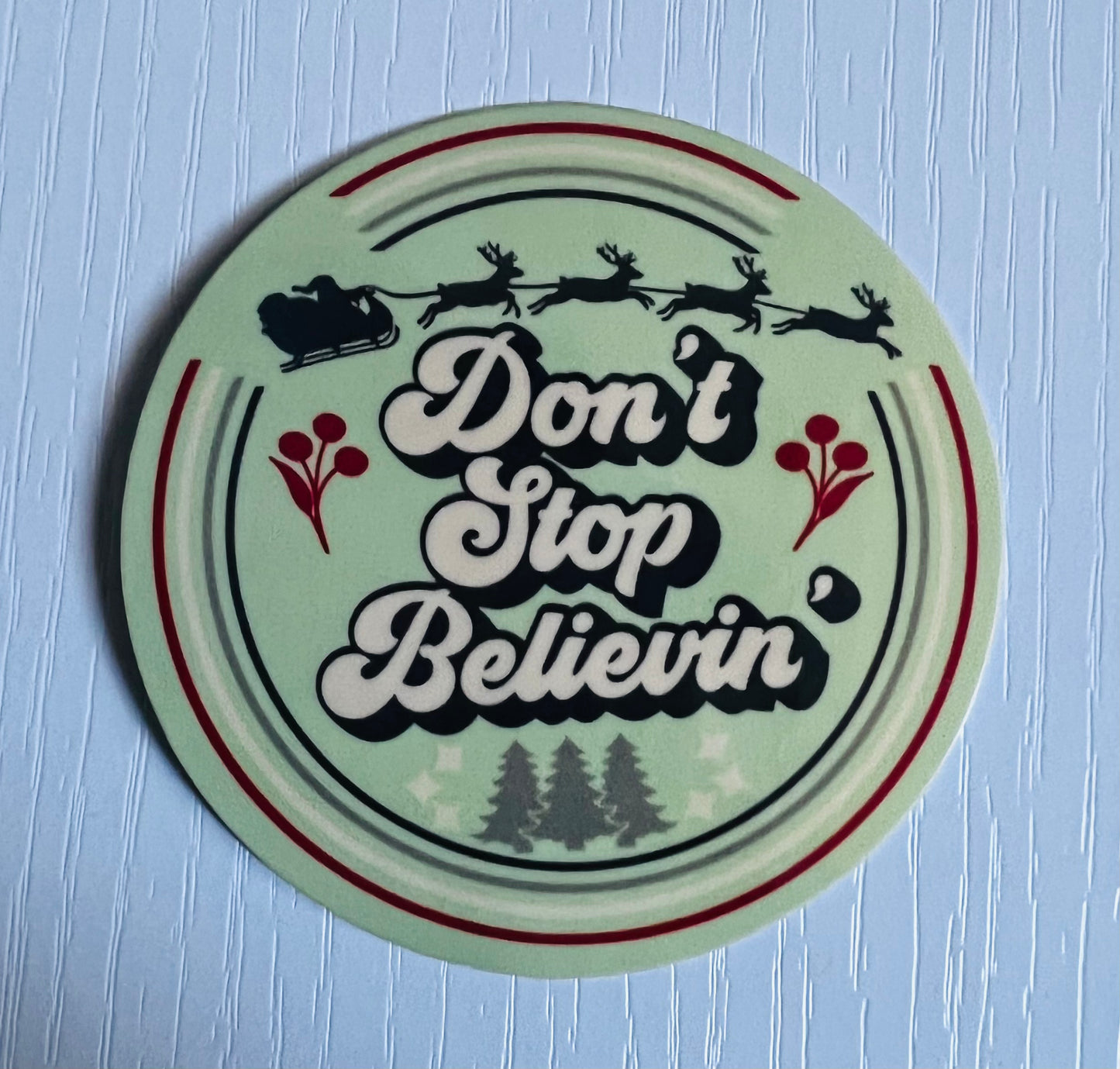 Don't Stop Believin' Santa Christmas Sticker