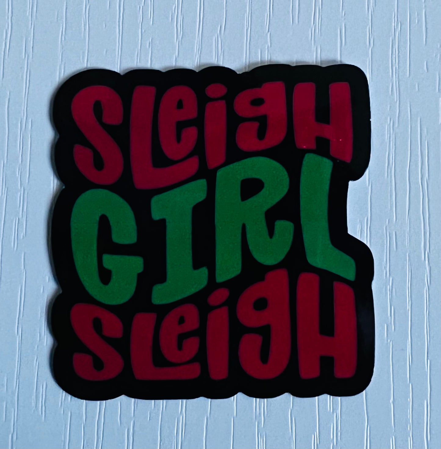 SLEIGH GIRL SLEIGH CHRISTMAS STICKER