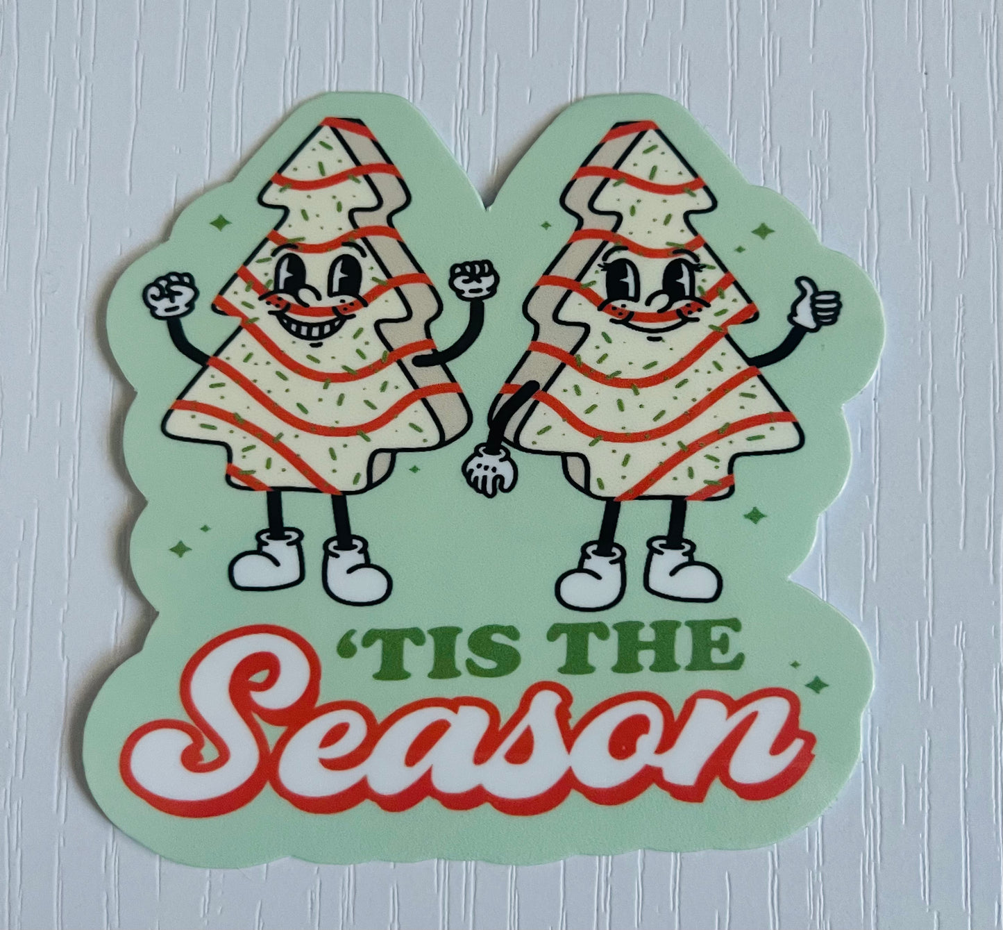 Tis the Season Christmas Tree Cake Sticker