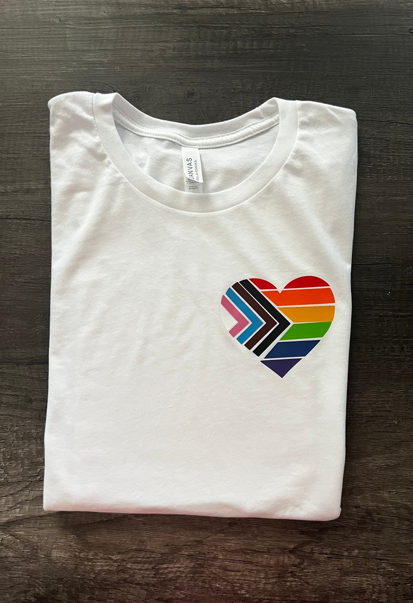 Progressive Flag Heart Chest Pocket T-shirt